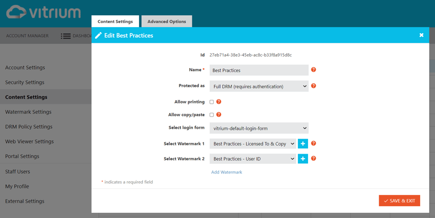 edit best practices screen
