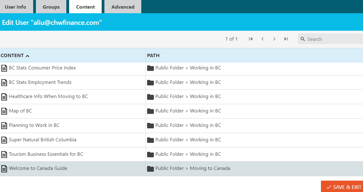 edit user screen